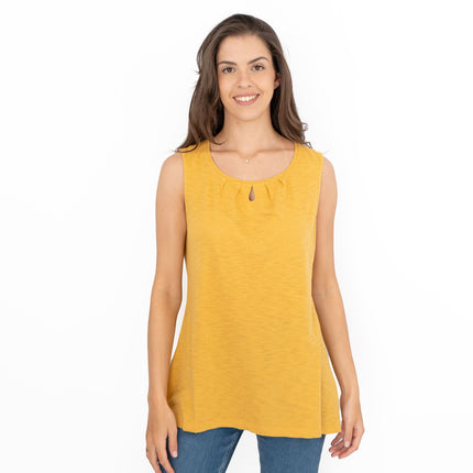 Seasalt Bright Beach Yellow Summer Vest Keyhole Sleeveless Tops-Quality Brands Outlet-