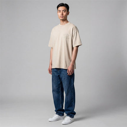 Mens T-Shirts Premium Brand Tan Beige Short Sleeve Cotton Graphic Boxy Fit - Quality Brands Outlet
