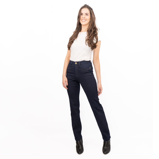 M&S Womens Jeans High Waisted Embellished Sparkle Stretch Straight Leg Indigo-Quality Brands Outlet-