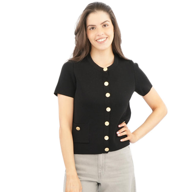 M&S Gold Button Short Sleeve Cardigan-Quality Brands Outlet-