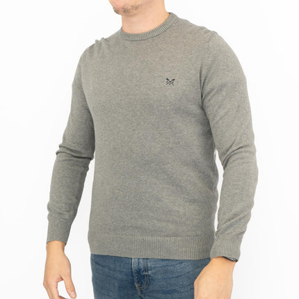 Crew Clothing Mens Knitted Jumper Long Sleeve Grey-Quality Brands Outlet-