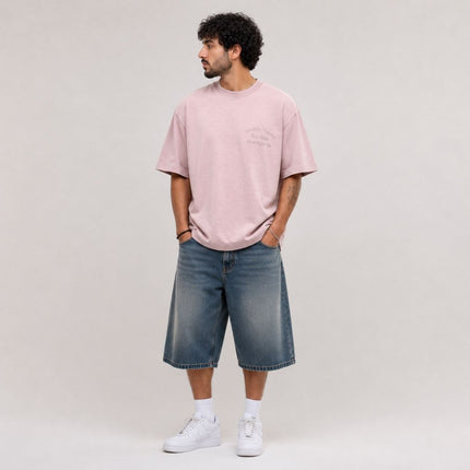 Mens T-Shirts Premium Brand Pink Short Sleeve Cotton Graphic Boxy Fit - Quality Brands Outlet