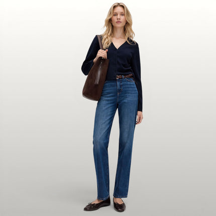 M&S Jeans High Rise Slim Dark Indigo Stretch Denim