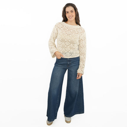 M&S Cotton Blend Diamond Stitch Jumper - Quality Brands Outlet