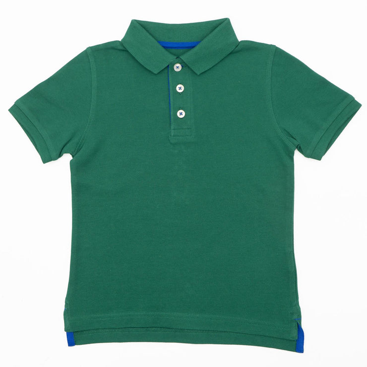 Mini Boden Boys Green Pique Casual Short Sleeve Polo Shirts