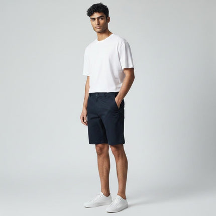 M&S Autograph Navy Lightweight Chino Shorts Regular Fit Summer - Quality Brands Outlet