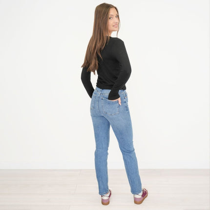 M&S Sienna Jeans Straight Leg Mid Rise Stretch Light Denim-Quality Brands Outlet-