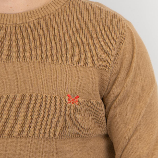 Crew Clothing Mens Rib Knitted Jumper Long Sleeve Brown-Quality Brands Outlet-