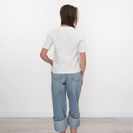 M&S Autograph White T-Shirts Short Sleeve-Quality Brands Outlet-