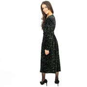 Velvet Sequin Wrap Midi Dress Sparkle Green - Quality Brands Outlet