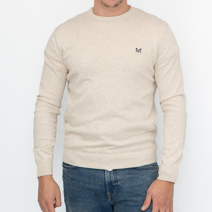 Crew Clothing Mens Knitted Jumper Long Sleeve Beige-Quality Brands Outlet-