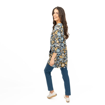 Seasalt Tunic Navy Shore Foraging Longline Top Cotton 3/4 Sleeve-Quality Brands Outlet-