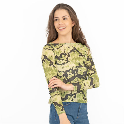 Karen Millen Green Abstract Print Long Sleeve Tops-Quality Brands Outlet-
