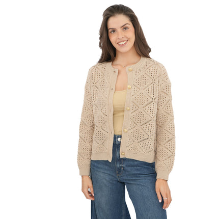 M&S Pointelle Knitted Cappuccino Cardigan - Quality Brands Outlet
