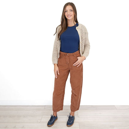 Next Cord Barrel Trousers Tan Brown - Quality Brands Outlet