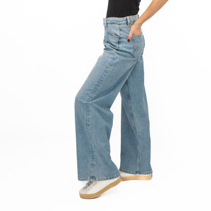 M&S Slouchy Wide Leg Jeans Light Blue Denim - Quality Brands Outlet