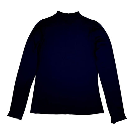 Boden Navy Supersoft Frill Henley Top Cotton Modal Slim Fit-Quality Brands Outlet-