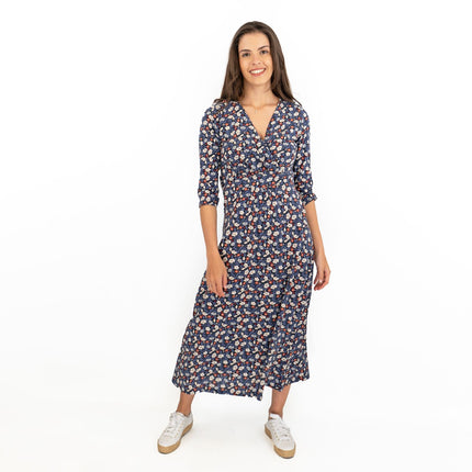 Seasalt Black Floral Chacewater Jersey Midi Dress