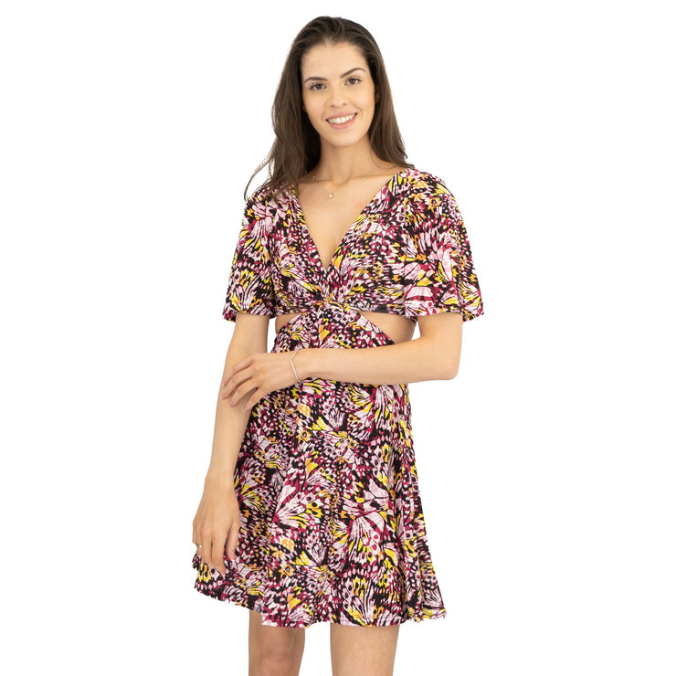 karen millen short sleeve dress KarenMillen Women's Petite Knit Jacquard Stripe Detail Short Sleeve Midi Dress | Size: Small