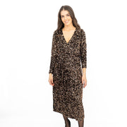 Velvet Sequin Wrap Midi Dress Sparkle Bronze - Quality Brands Outlet