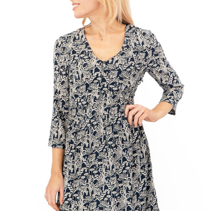 Seasalt Navy Floral Feather Slate Midi Dress-Quality Brands Outlet-