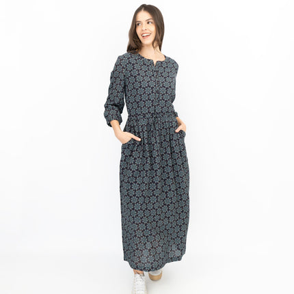 Seasalt Rock Dove Bauble Geo Dark Night Midi Dress-Quality Brands Outlet-