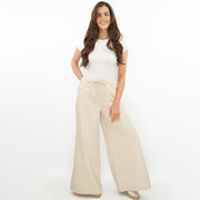 M&S Wide Leg Palazzo High Waist Jeans Ecru - Quality Brands Outlet