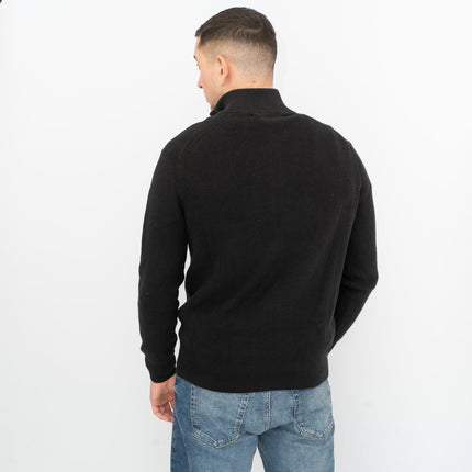 Crew Clothing Mens Zip Up Black Knit Jacket