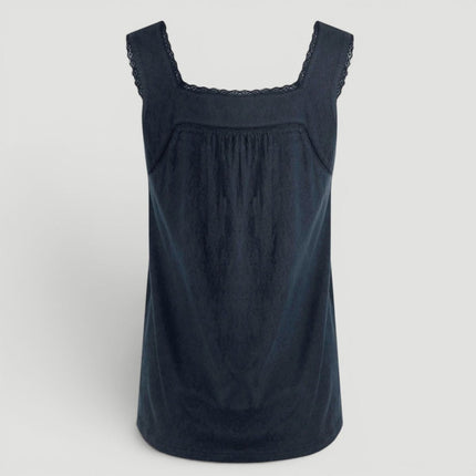 Weird Fish Navy Chelle Square Neck Jersey Vest Top - Quality Brands Outlet