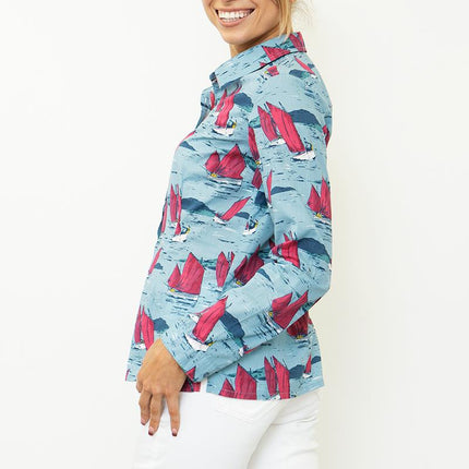Seasalt Larissa Blue Sailing Long Sleeve Lightweight Cotton Shirts-Quality Brands Outlet-
