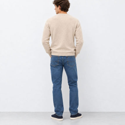 Mens Jumpers Ultimate Lambswool Crew Neck Jumper - Stone Beige-Quality Brands Outlet-