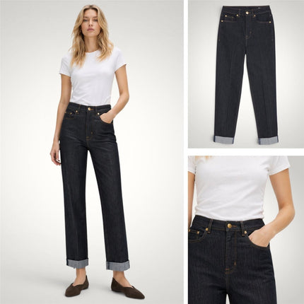 M&S Harper Cigarette Ankle Grazer Jeans Indigo Mix Stretch Denim - Quality Brands Outlet