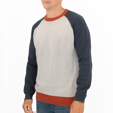 White Stuff Mens Pentire Crew Neck Grey Colour Block Jumper - Quality Brands Outlet