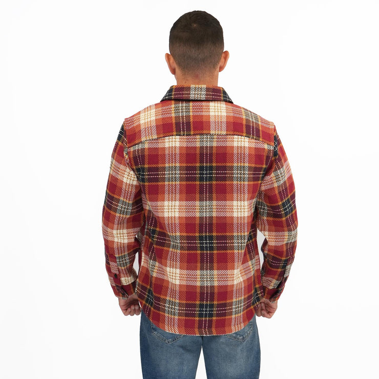 M&S Mens Cotton Rich Check Overshirt Red - Quality Brands Outlet