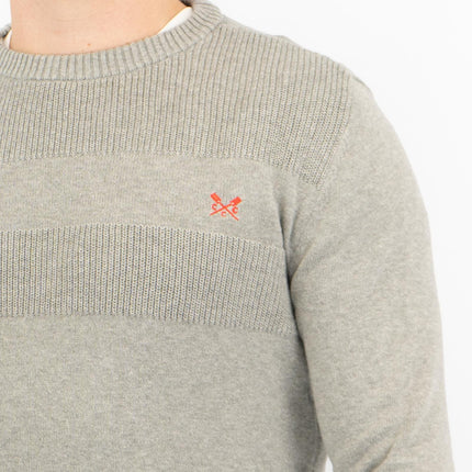 Crew Clothing Mens Rib Knitted Jumper Long Sleeve Light Grey-Quality Brands Outlet-