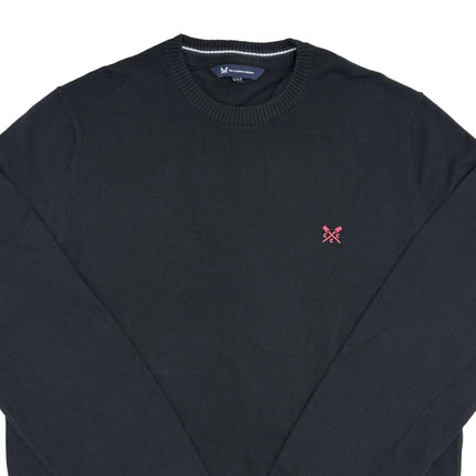 Crew Clothing Mens Knitted Jumper Long Sleeve Black-Quality Brands Outlet-