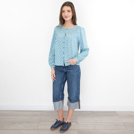 White Stuff Soft Blue Daniella Long Sleeve Tops-Quality Brands Outlet-