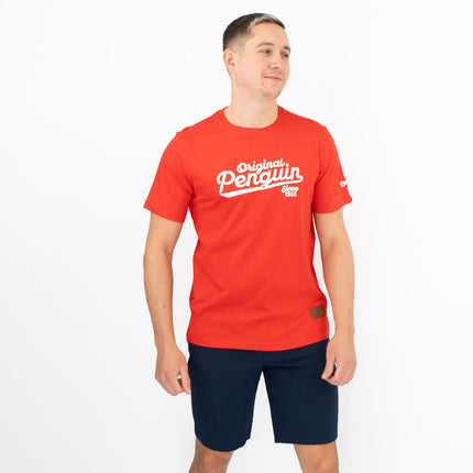 Original Penguin T-shirt Short Sleeve Embroidered Red-Quality Brands Outlet-