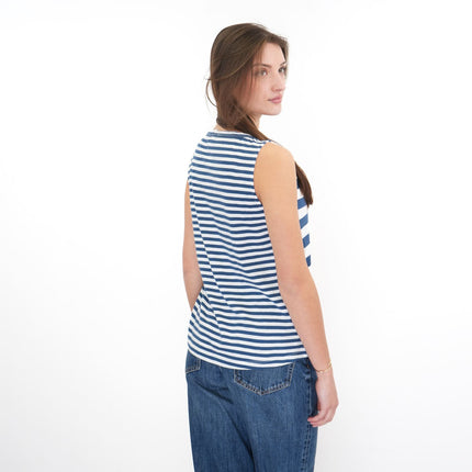 White Stuff Ava Stripe Organic Cotton Vest Top Navy