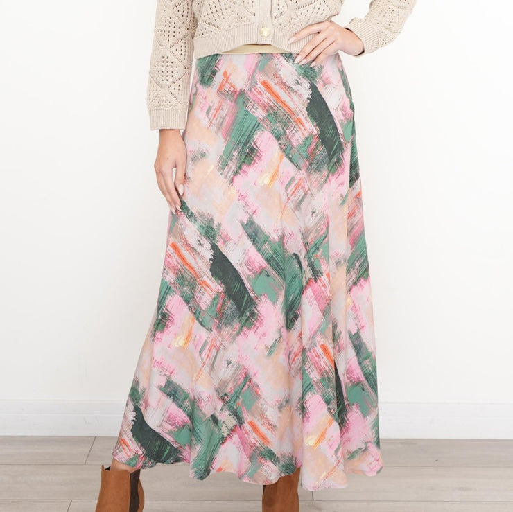 White Stuff Purple Floral Longer Length Midi Skirt - Quality Brands Outlet
