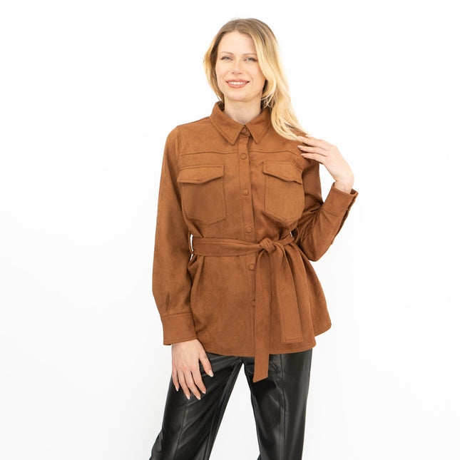 New Look Womens Suedette Shacket Rust Brown - Quality Brands Outlet
