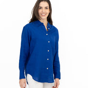 M&S Womens Royal Blue Pure Linen Collared Blouse