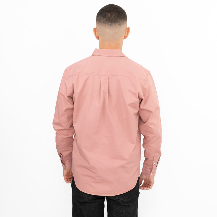 Carhartt WIP Mens Shirt Long Sleeve Madison Pink Collared Button-Up Tops