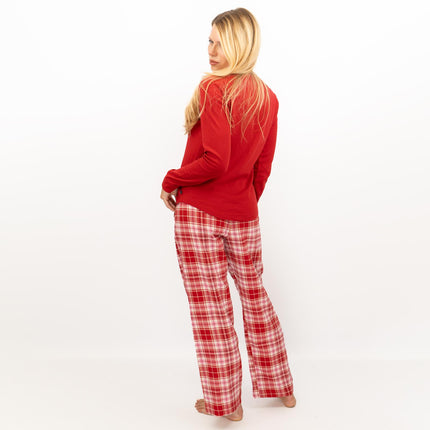 GAP Womens Flannel Sleep Set Pyjamas Red - Quality Brands Outlet