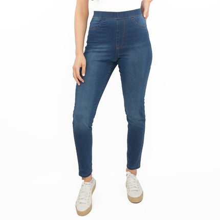 M&S Blue Jegging High Waist Ankle Grazer Skinny Leg Jeans-Quality Brands Outlet-