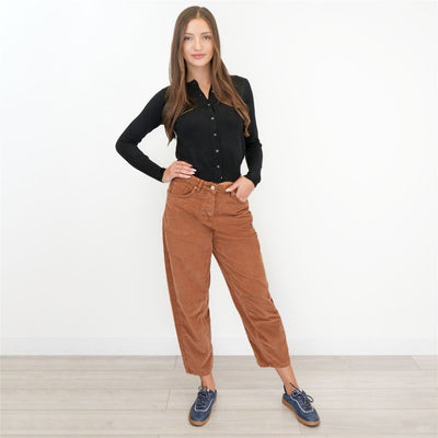 Next Cord Barrel Trousers Tan Brown - Quality Brands Outlet