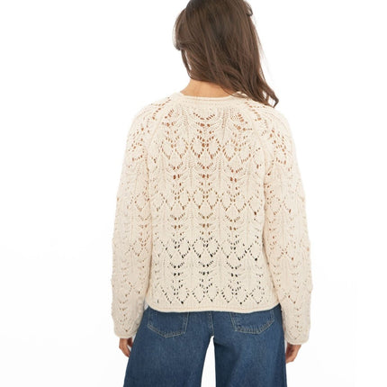 M&S Ivory Jumper Crew Neck Open Knit-Quality Brands Outlet-