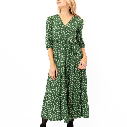 Seasalt Sky Branch Green Floral Jersey Midi Dress-Quality Brands Outlet-