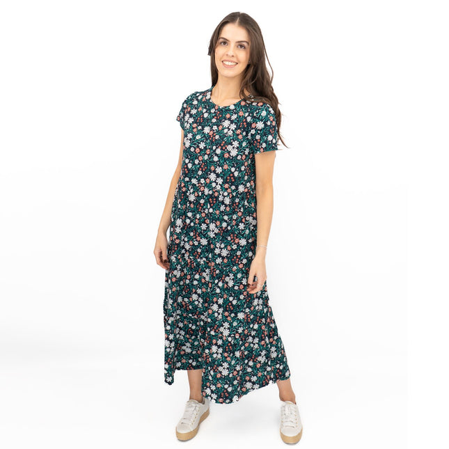 Seasalt Navy Dress Tiered Line Strokes Midi-Quality Brands Outlet-