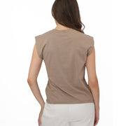 Tilly Drape Cotton Tops Taupe Sleeveless - Quality Brands Outlet